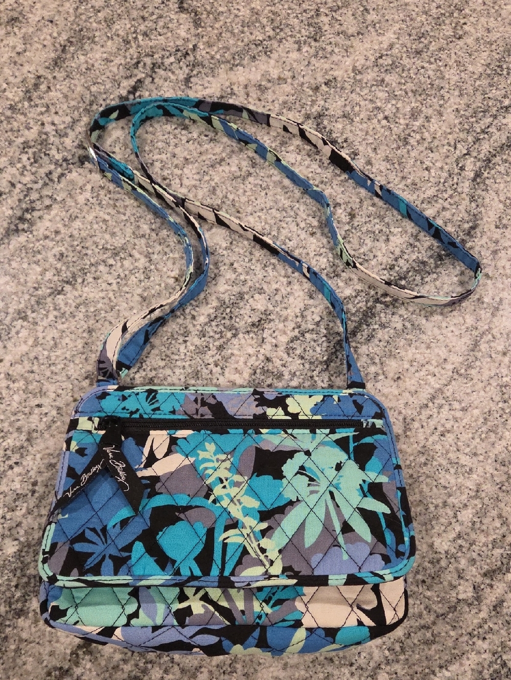 Vera Bradley Turquoise Blue Floral Quilted Crossbody